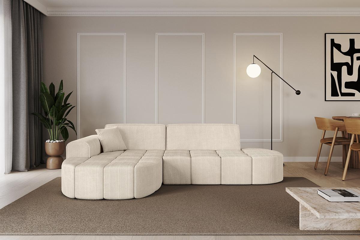 ECKSOFA Ottomane Links LIVO-L1 - 252x173x79,5 cm Beige - Beige, Holzwerkstoff/Textil (252/173cm) - ALTDECOR