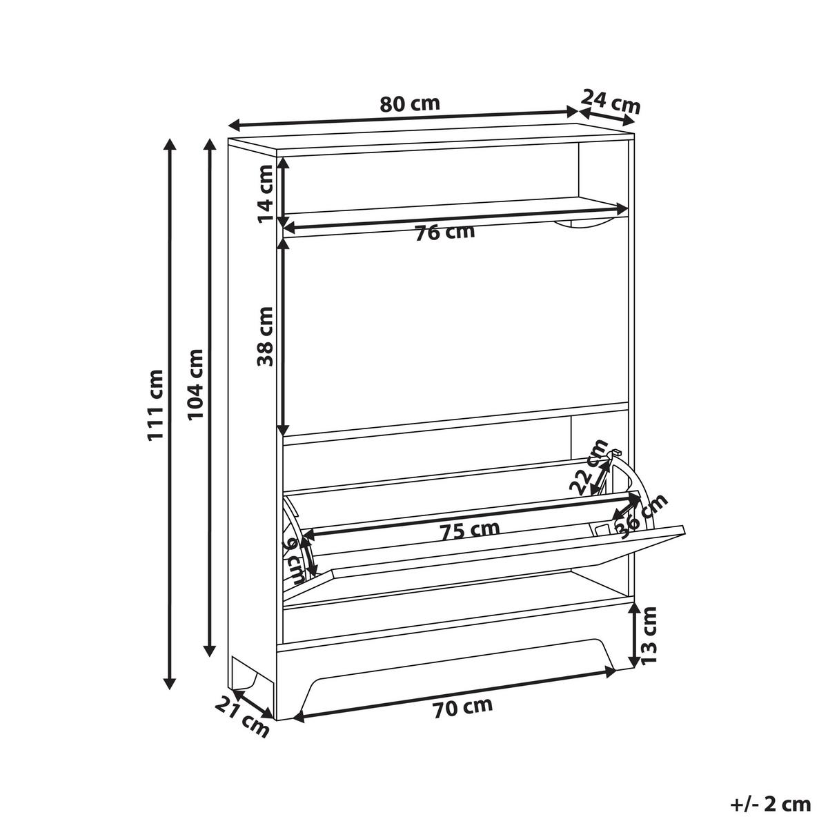 SCHUHSCHRANK Hellbraun Gatton - Hellbraun/Braun, Holzwerkstoff (80/111/24cm) - Beliani