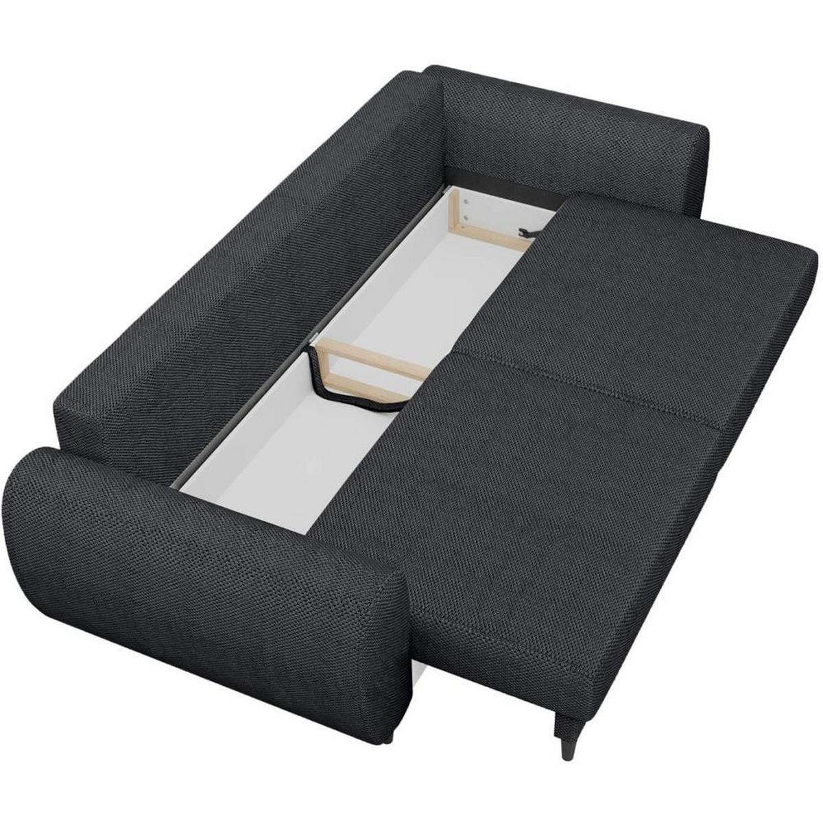 3-SITZER SCHLAFSOFA Cortez schwarz - Schwarz, Textil (251/76/95cm) - Beautysofa