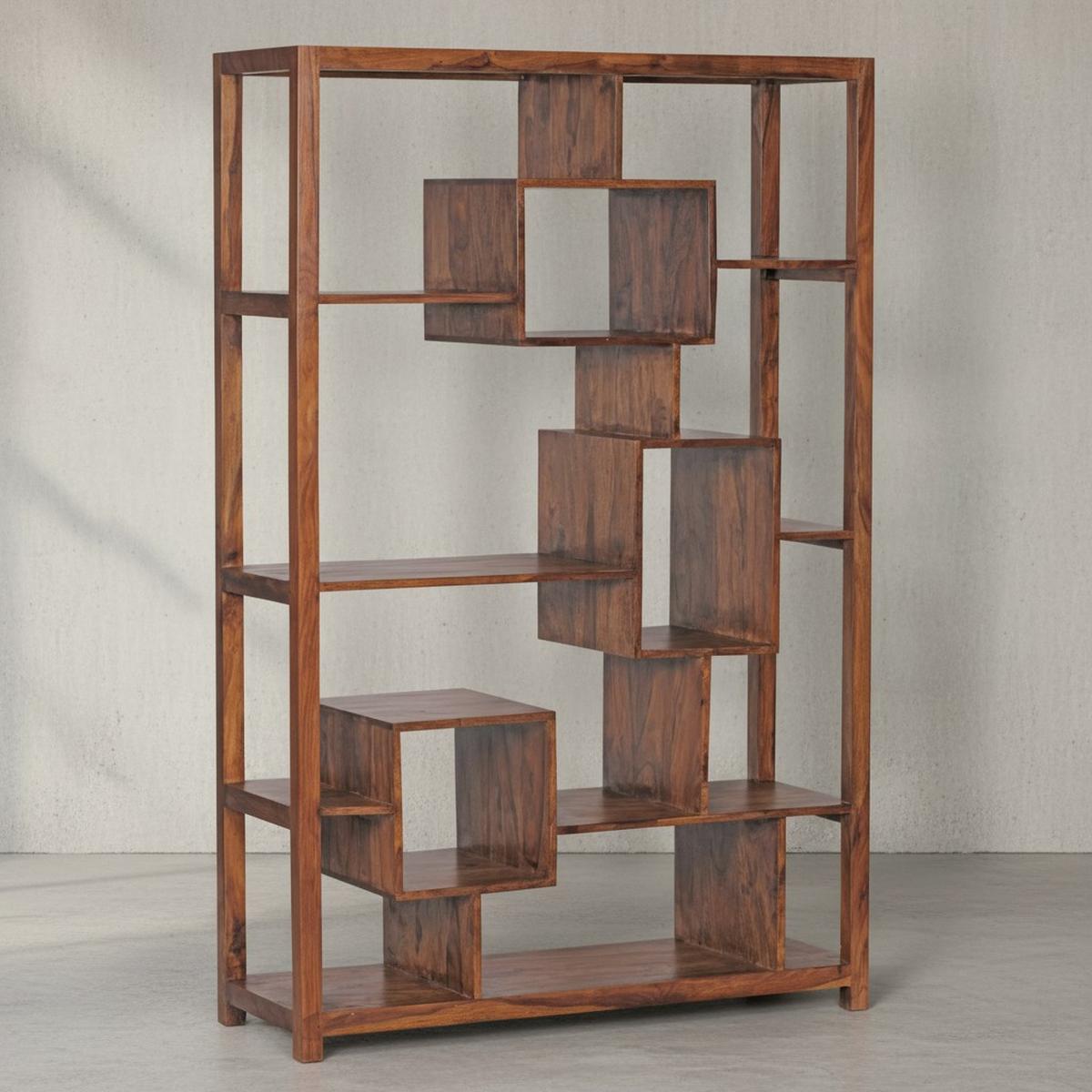 BÜCHERREGAL – Naturholz, 115x180 cm, Landhausstil, mit Ablagefächern - Braun, Holz (115/180/40cm) - KADIMA DESIGN