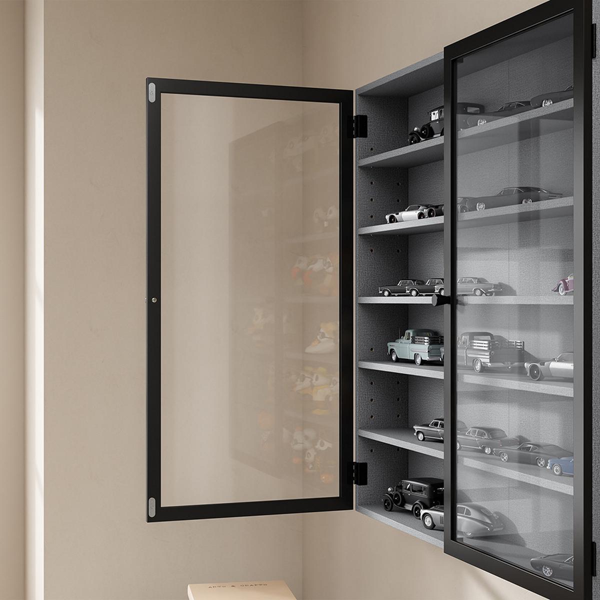 WANDSCHRANK mit Glasfront und verstellbaren Böden FSB113-H-DG - Ahornfarben, Fell (80/80/12.2cm) - SoBuy