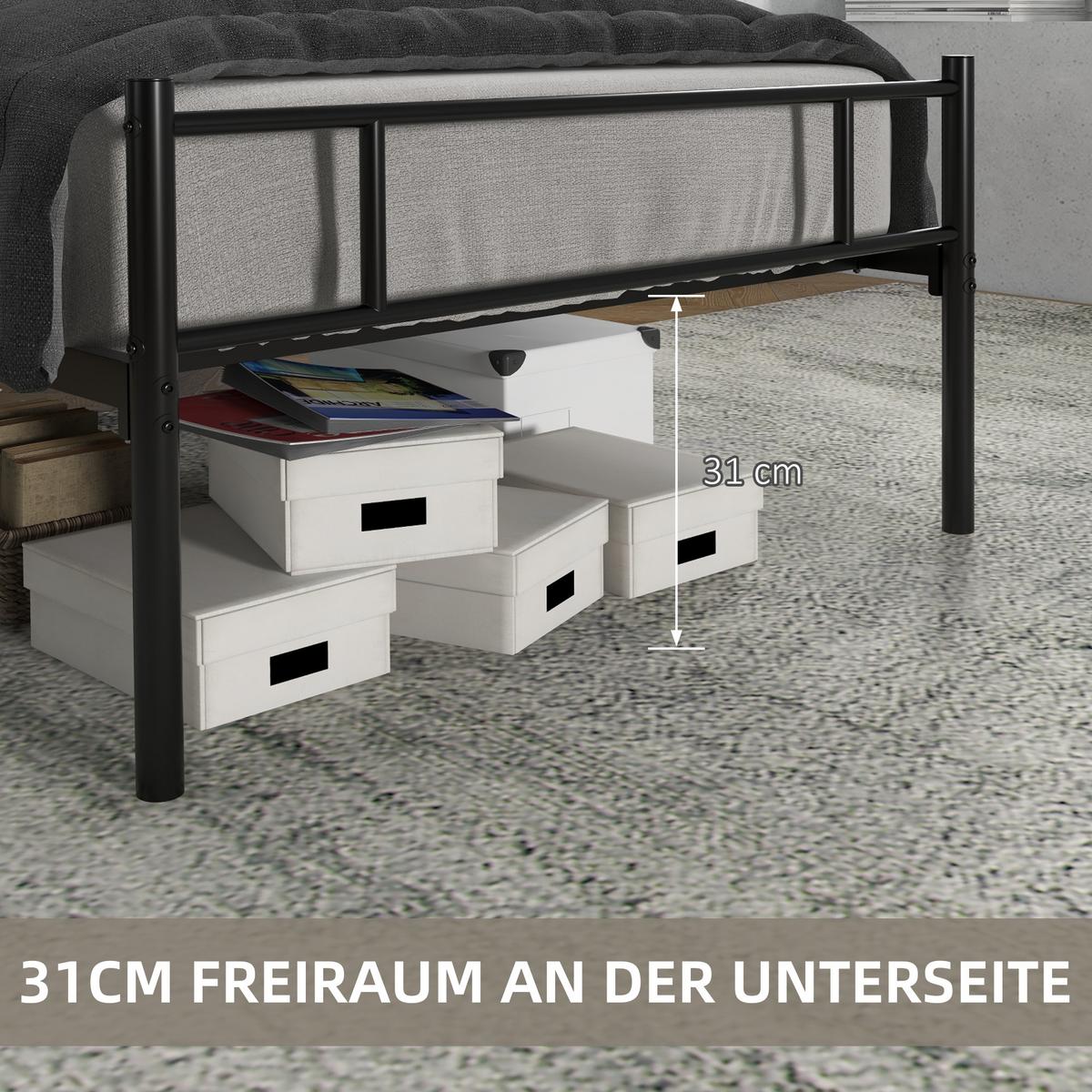 BETTRAHMEN aus Stahl 211/95/106 cm - Schwarz, Metall (90/200cm) - HOMCOM