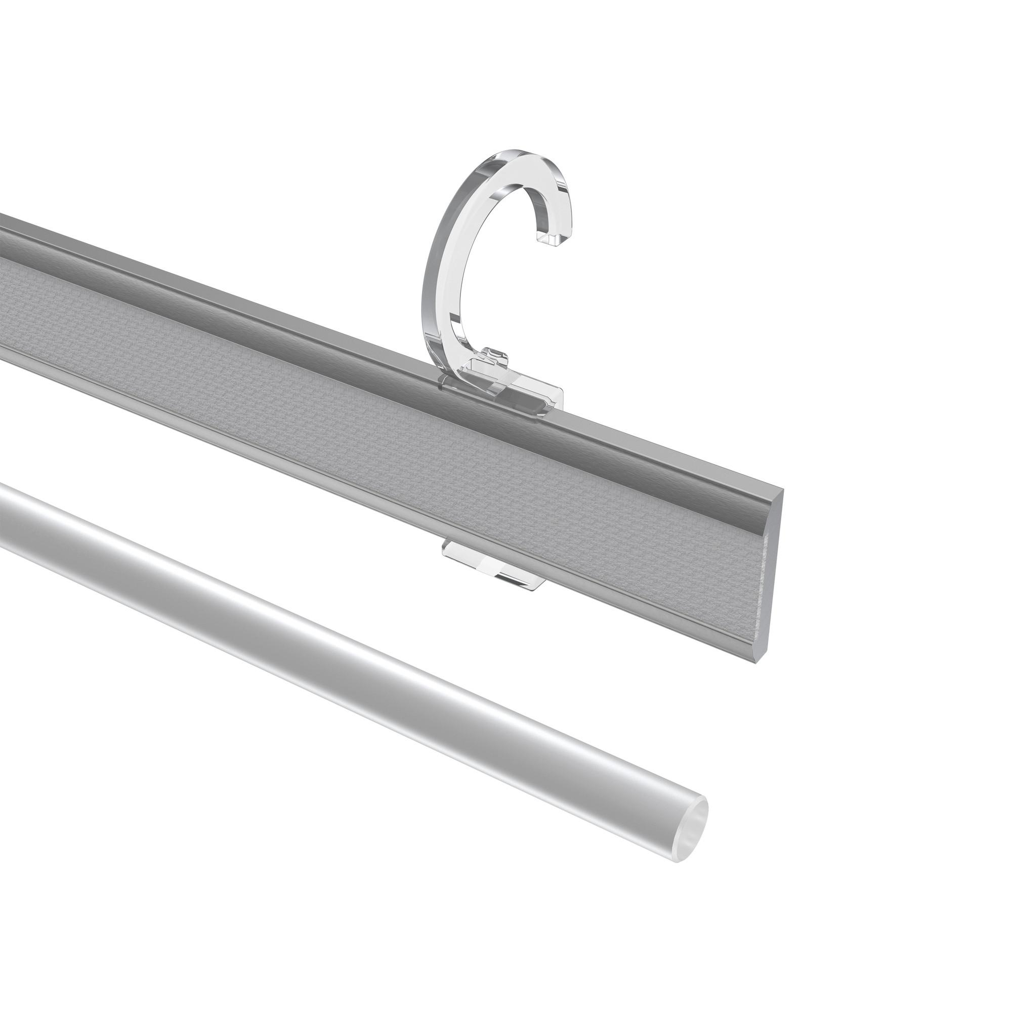 PANEELWAGEN MIT KLETTBAND und Öse für Rundrohre 16/20 mm Ø Easyclip 100 cm, Aluminium, Silbergrau - Alufarben, Metall (2.9/6.1/100cm) - INTERDECO