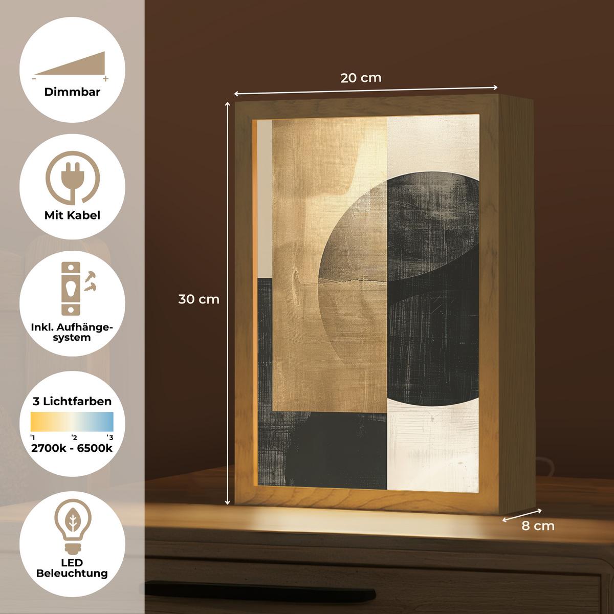WANDLEUCHTE Abstrakt - Modern - Schwarz - Gold 20x30 cm - Sandfarben, Holzwerkstoff (20/30/8cm) - OnlyWow