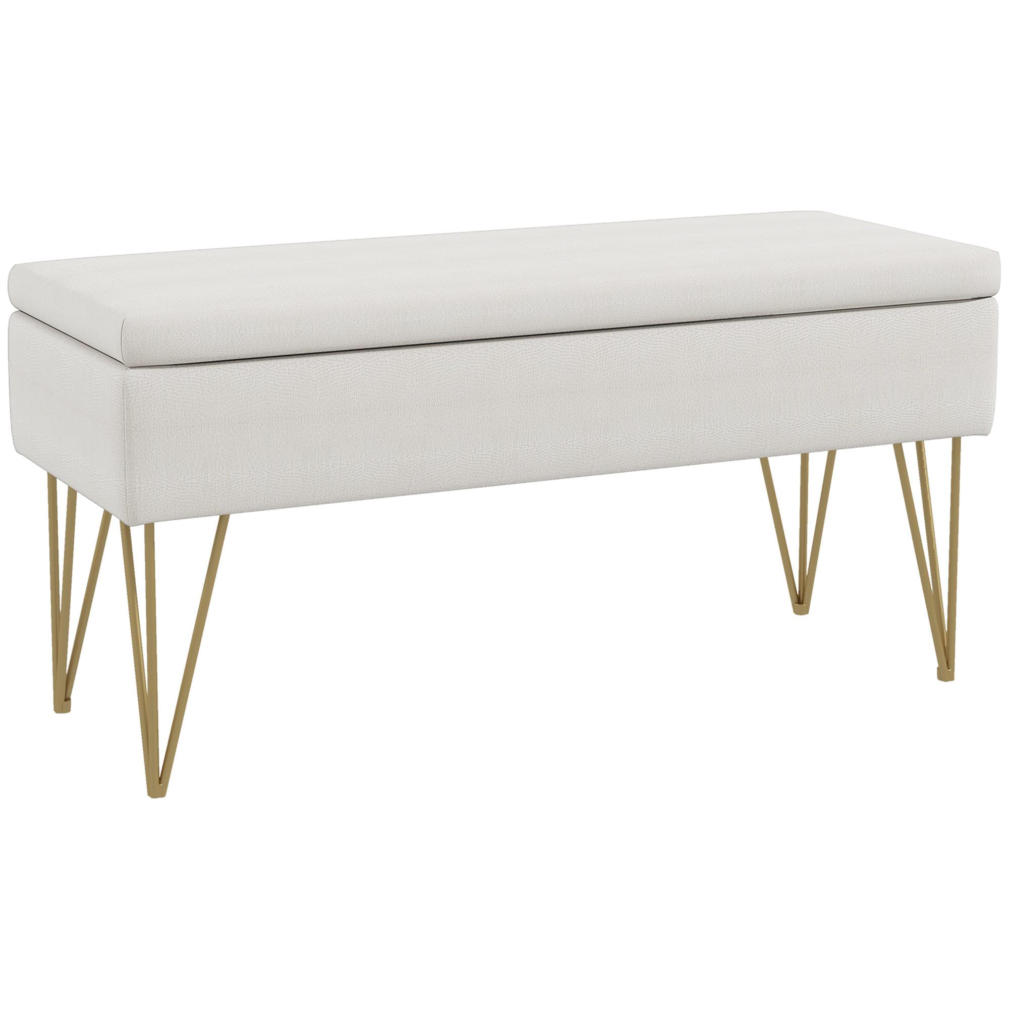 TRUHENBANK - Creme, Holzwerkstoff (40/49/100cm) - HOMCOM