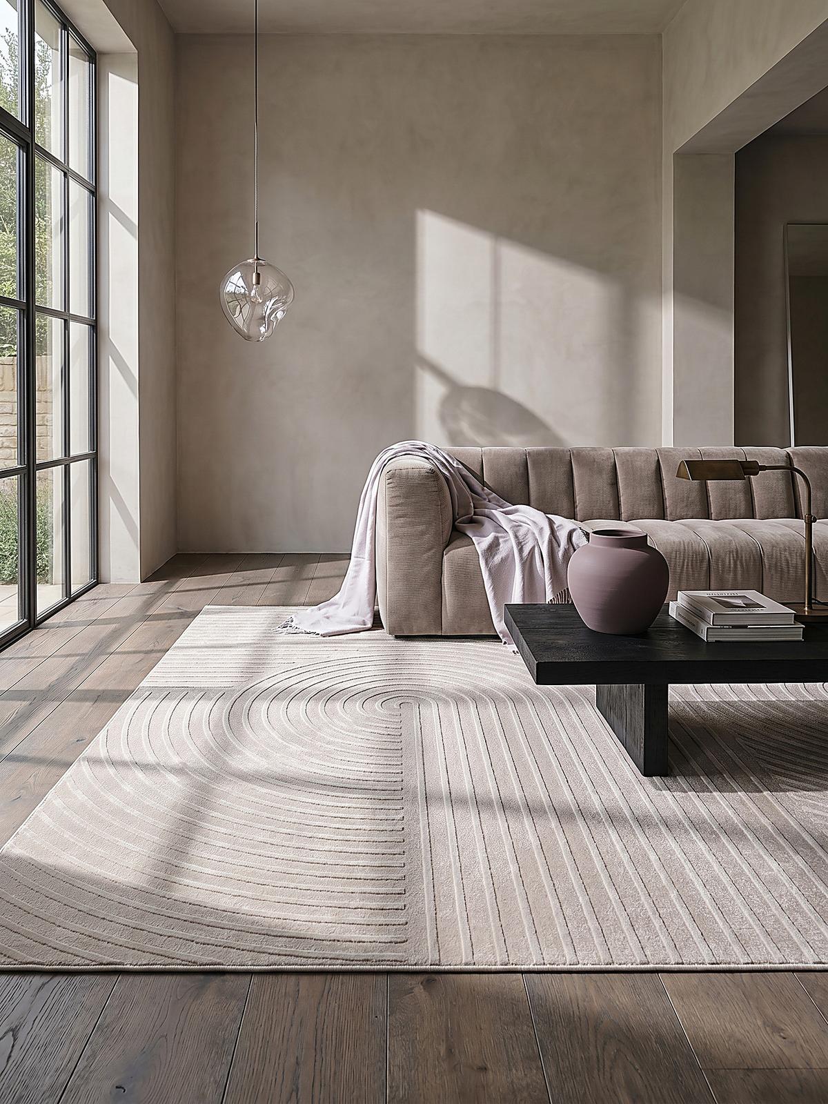 KURZFLORTEPPICH Geometrisch ERESMA Polyester Beige 140 x 200 cm - Beige, Textil (140/200cm) - KADIMA DESIGN