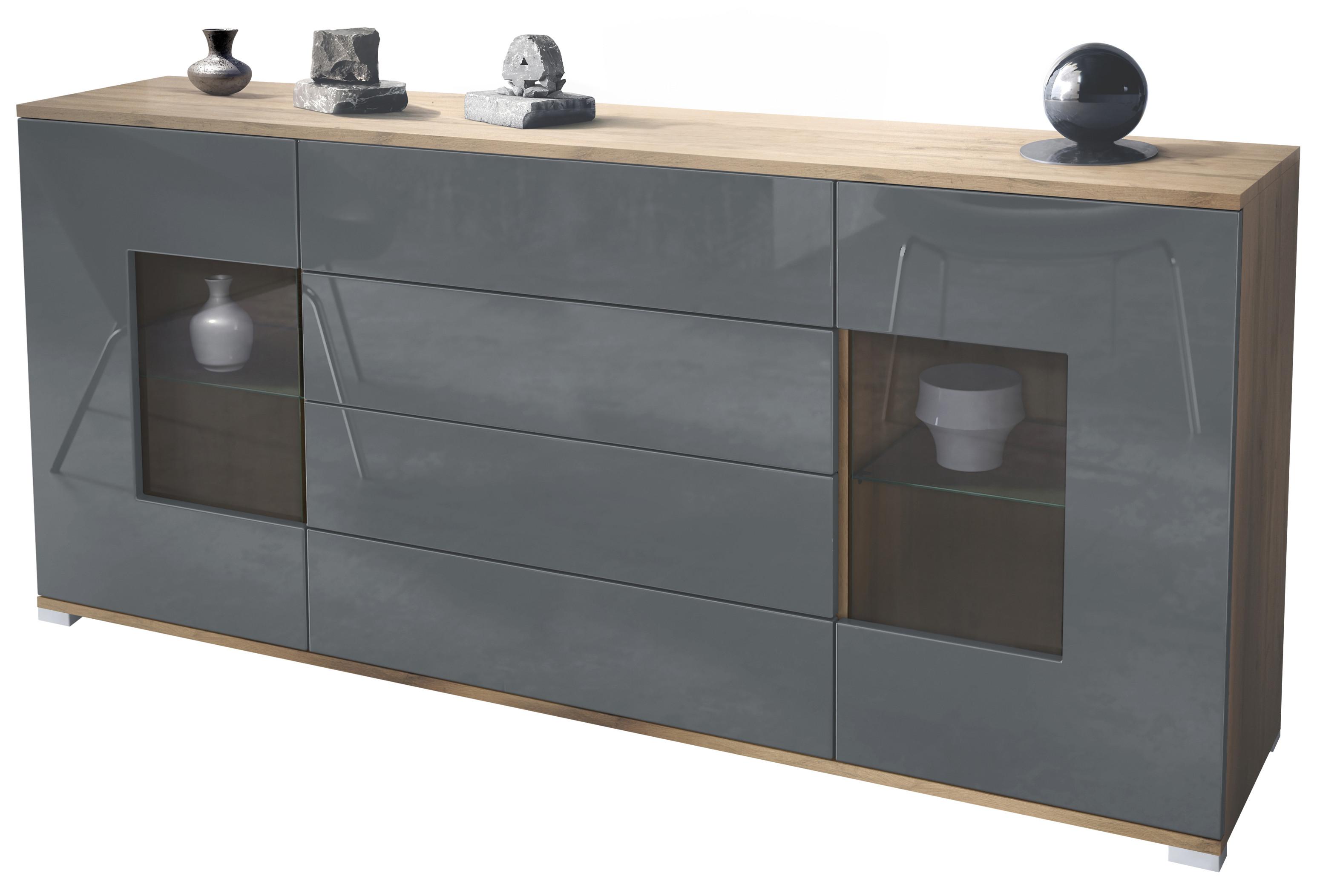 SIDEBOARD Grömitz Grau Hochglanz - Grau, Holzwerkstoff (166.5/75.5/35cm) - Vladon