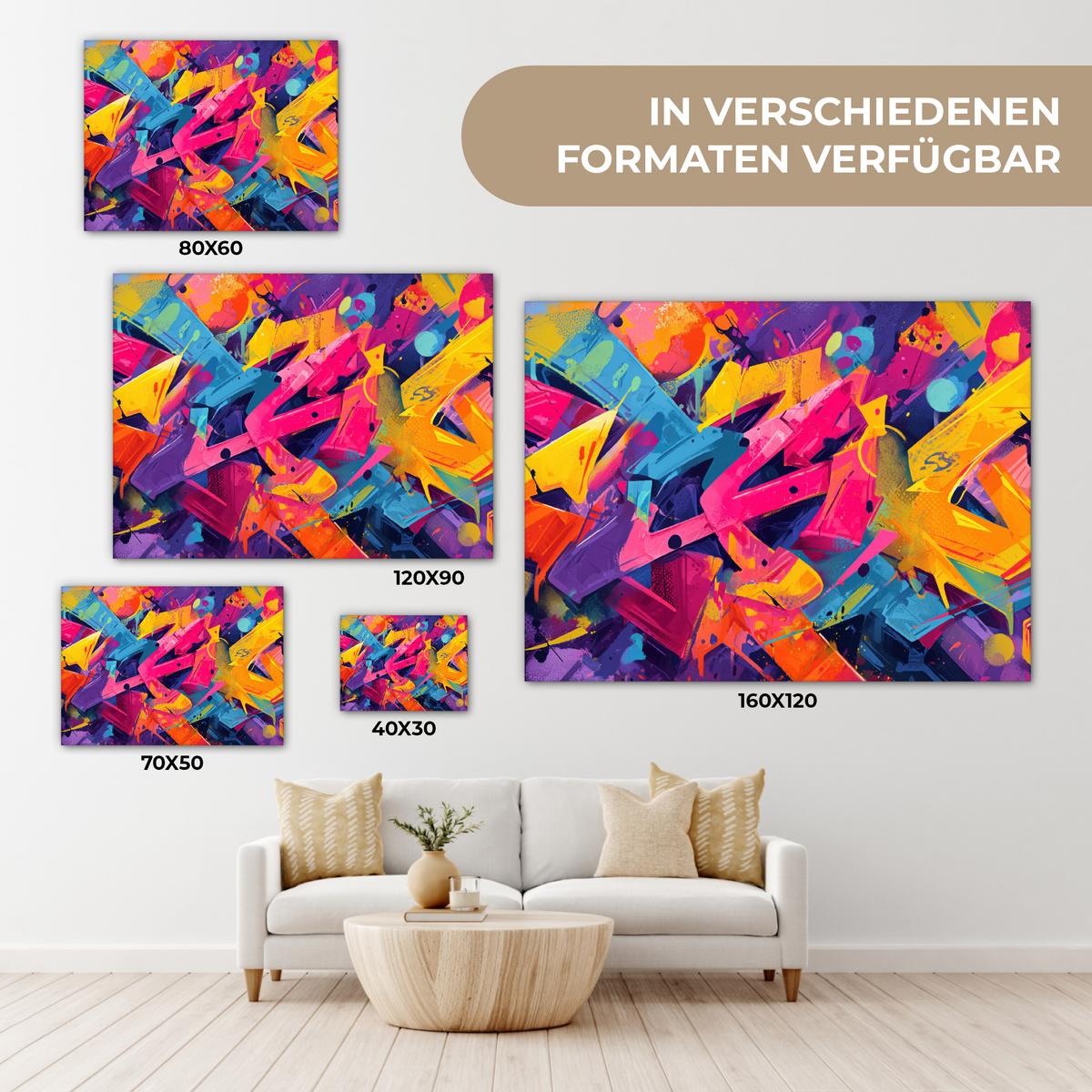 LEINWANDBILD Abstrakt - Formen - Farbenfroh Wandbild 40x30 cm - Magenta, Textil (40/30cm) - MuchoWow