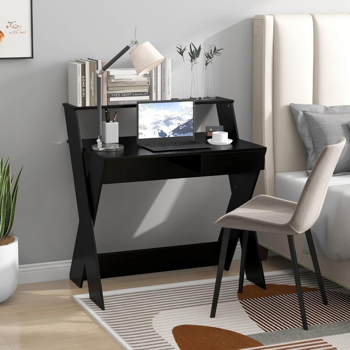 ARBEITSTISCH 94cm Schwarz - Schwarz, Holz (61/90/94cm) - COSTWAY