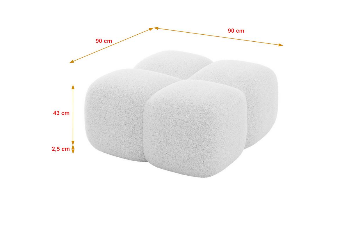 POUF Miko-Puf 90x90x45 cm Weiß Bouclé Modular Sitzhocker - Schwarz/Weiß, Holzwerkstoff/Kunststoff (90/43/90cm) - ALTDECOR