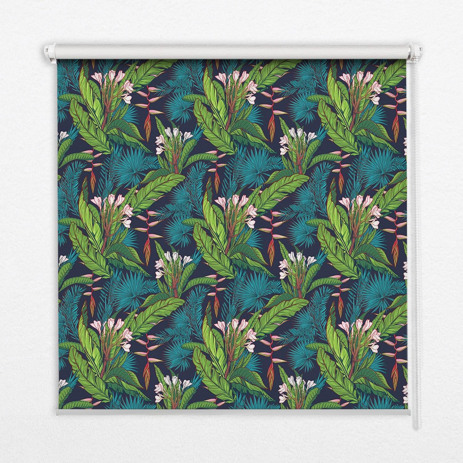 INNENROLLO - Fensterrollo - Rollo - 120x140 cm - Exotische Pflanzen - Grün, Kunststoff (120/140/0.5cm) - TULUP