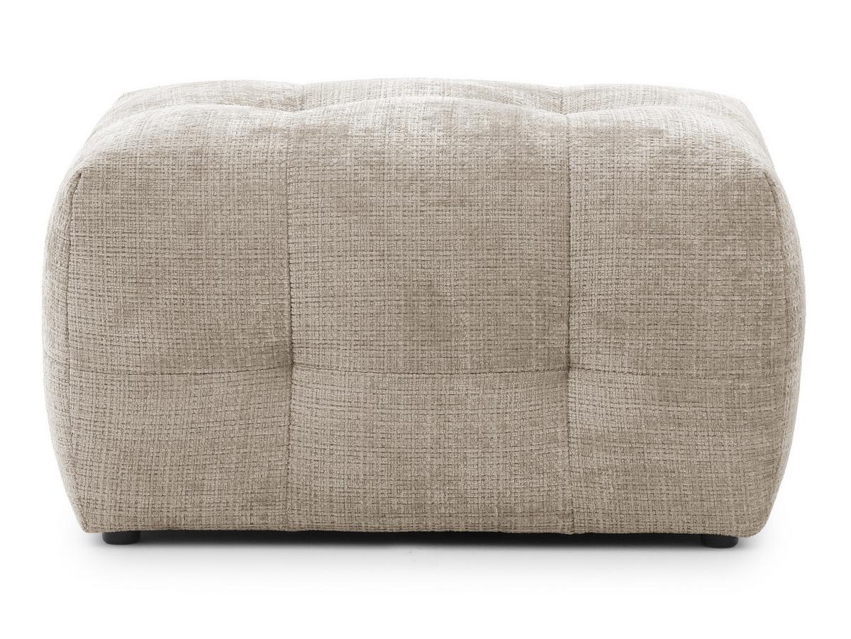 POLSTERHOCKER Kozy im Bumpy-Design aus weichem Dunkelbeige Chenille-Stoff - Beige/Schwarz, Holz/Textil (87/46/68cm) - S-Style Möbel