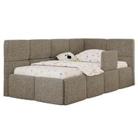 POLSTERBETT ARVO ALTA 90/200 - Dunkelbeige Struktur - Ohne Matratze - Rechts - Hellbraun, Textil (90/200cm) - MKS