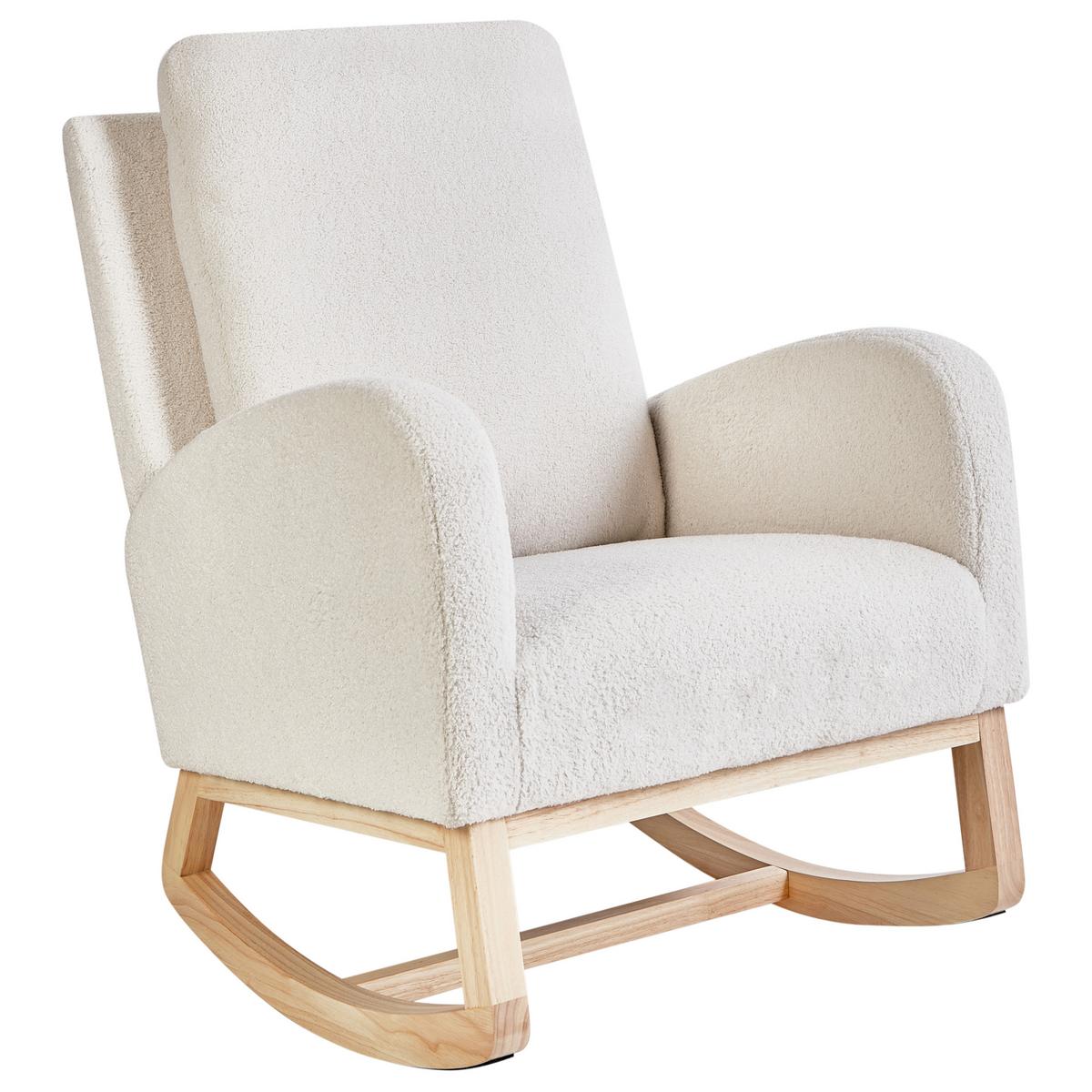 SCHAUKELSESSEL Cremeweiß Alsta - Weiß/Braun, Textil (68/100/100cm) - Beliani
