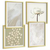 BILDER SET 4er Set - 50x50 cm & 40x60 cm Goldrahmen - Blumen, modische Boho-Texturen - Goldfarben, Kunststoff (50/50cm) - TULUP