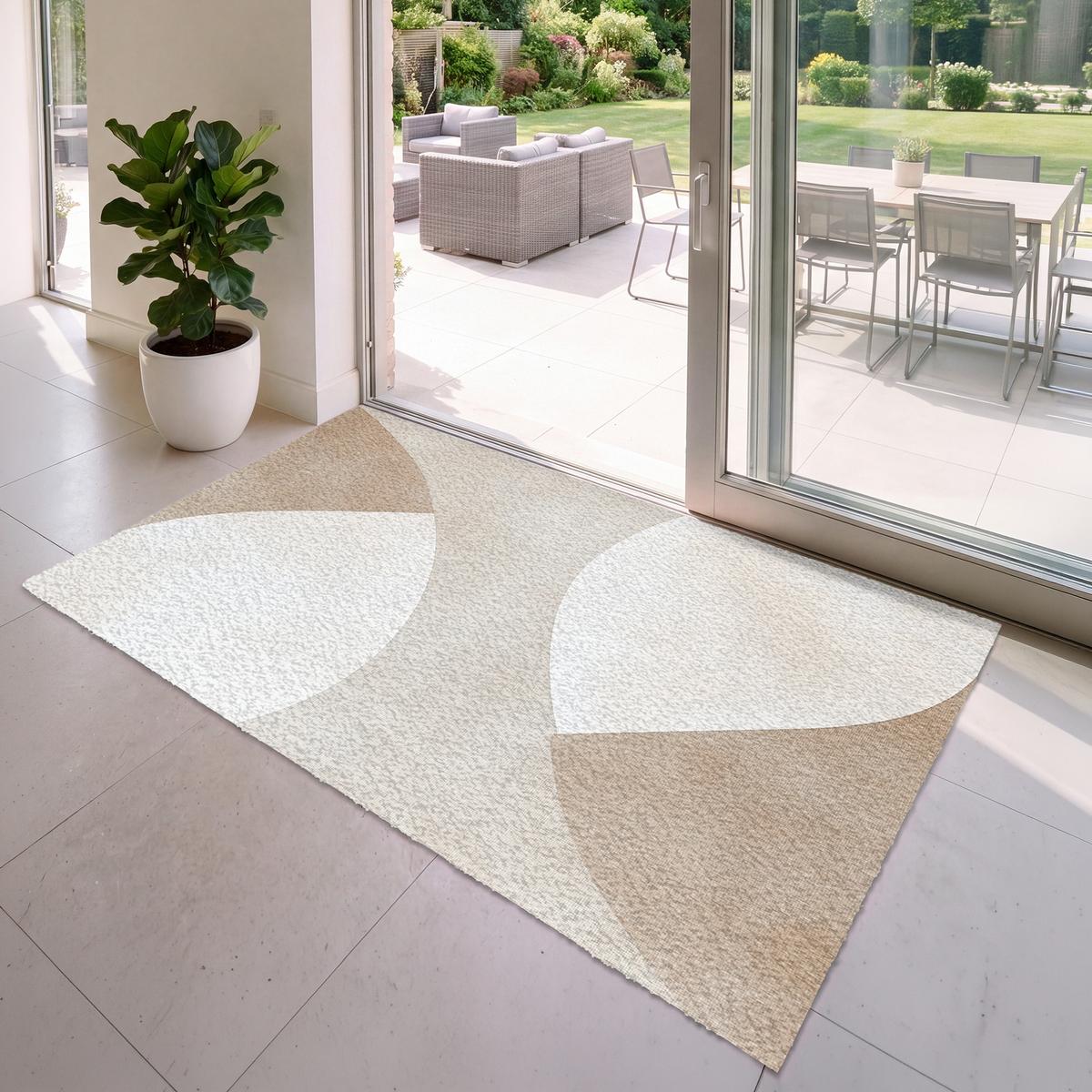 FUSSMATTE Braun - Japandi - Abstrakt Schmutzfangmatte 180x120 cm - Beige, Kunststoff (180/0.4cm) - MuchoWow