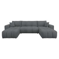 WOHNLADNSCHAFT Furyn U Boucle - Dunkelgrau/Schwarz, Holzwerkstoff/Kunststoff (312/82/145cm) - MIRJAN24