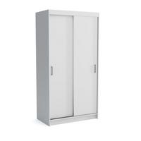 SCHWEBETÜRENSCHRANK NICOLA 110/215/60 cm 2-türig mit Spiegel Weiß - Weiß, Holzwerkstoff (110/215/60cm) - MASSENO