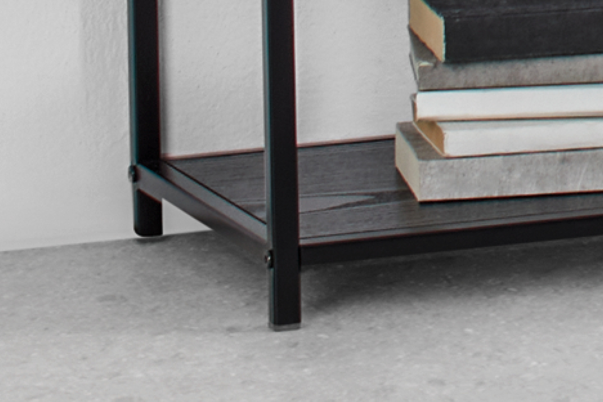 Regal Schwarz Gestell Gusseisen Rundrohr 3 Einlegeböden Holzwerkstoff Oberfläche Melamin