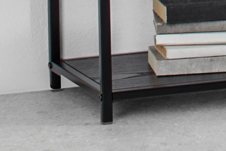 Regal Schwarz Gestell Gusseisen Rundrohr 3 Einlegeböden Holzwerkstoff Oberfläche Melamin