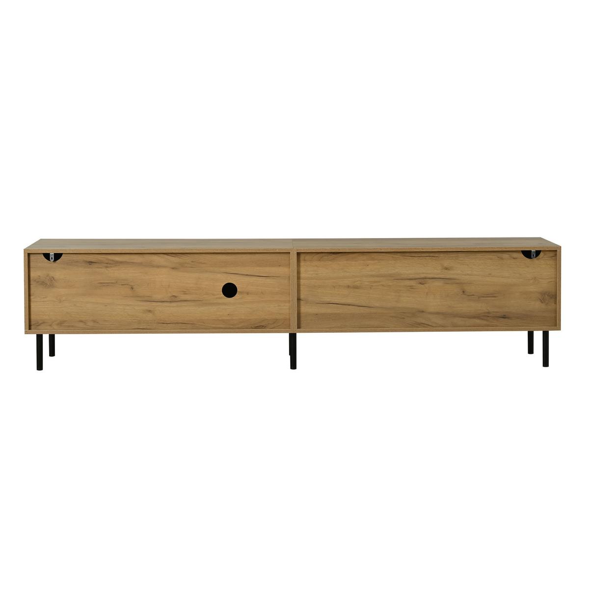 TV-LOWBOARD Lowboard 208cm Schwarz & Holzoptik für 85 Zoll, 3 Schränke und 2 Schubladen - Naturfarben, Holzwerkstoff (208/48/40cm) - Urban Meuble