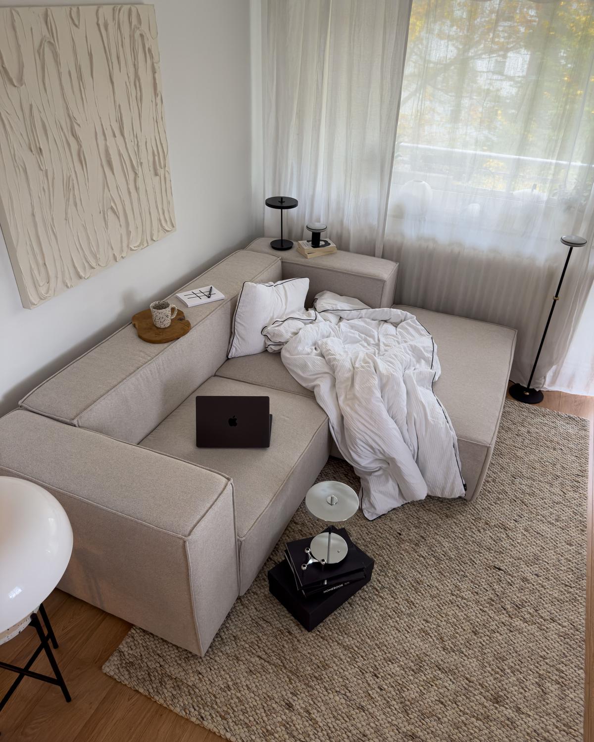 2-SITZER-ECKSOFA hellbeige rechtsseitig Vernon - Beige, Textil (236/175cm) - Beliani