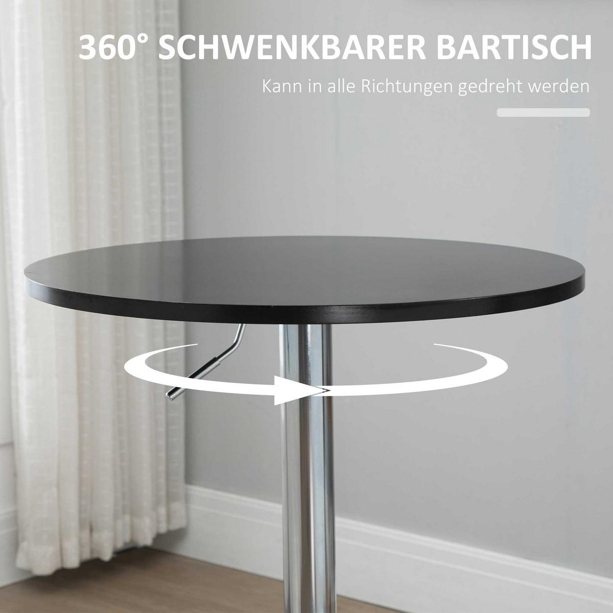 BARTISCH, MDF, Steel, Schwarz - Schwarz, Kunststoff (61/61/70cm) - HOMCOM