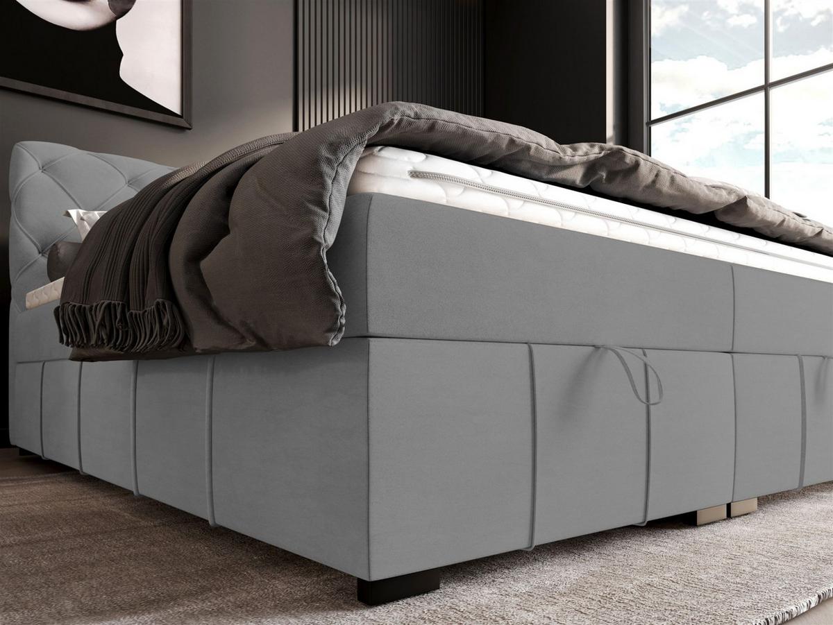 BOXBETT Gisel - Hellgrau, Holzwerkstoff/Textil (180/200cm) - Fun Möbel