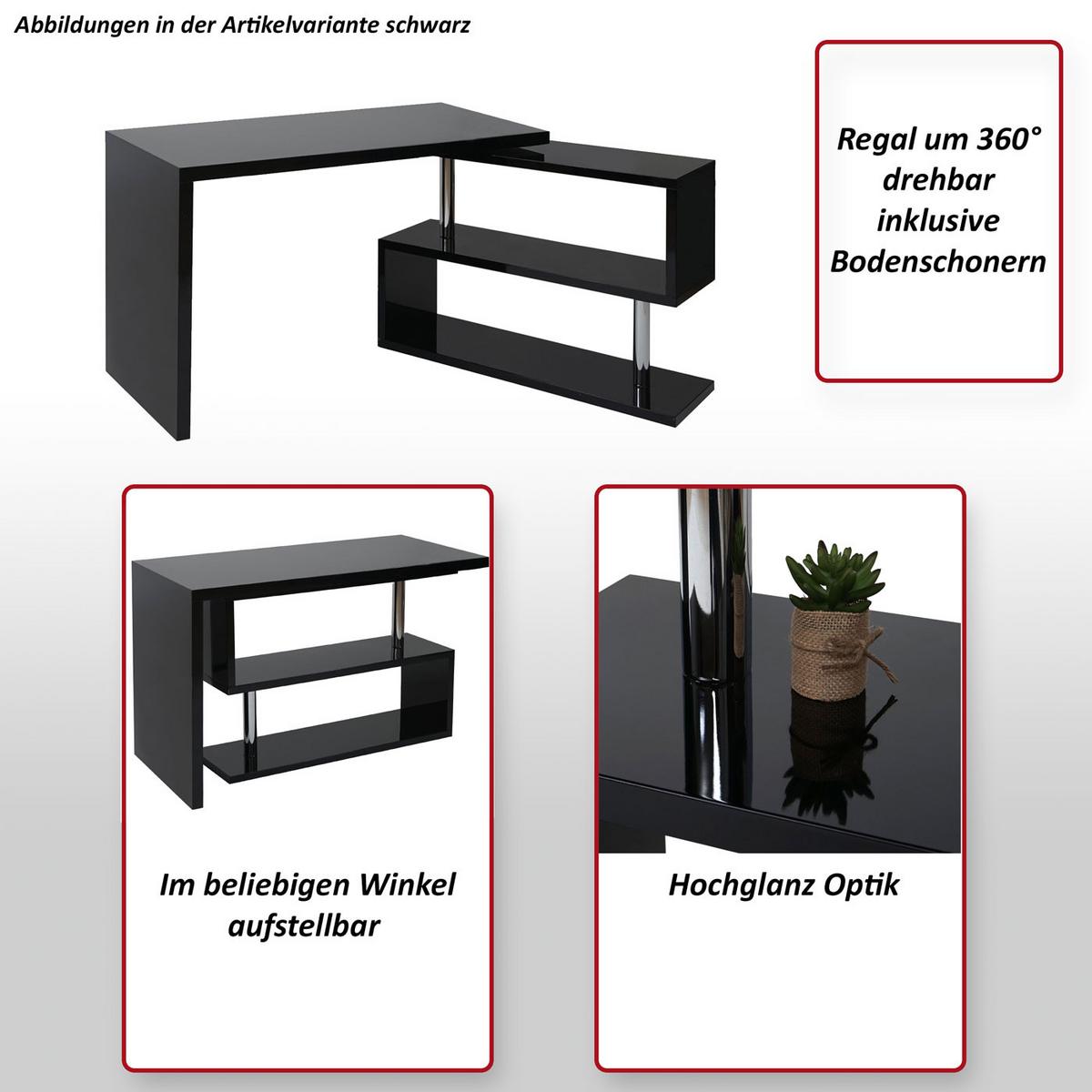 ECKSCHREIBTISCH rechteckig Hochglanz Schwarz - Schwarz Hochglanz, Holzwerkstoff (60/120/76cm) - MCW