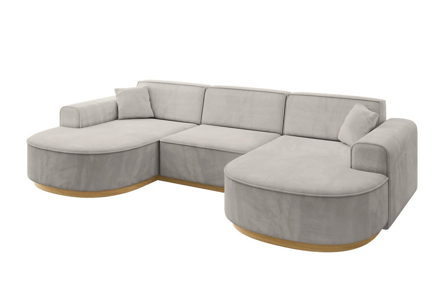 WOHNLANDSCHAFT MARI-U1-v2 - 303x171x83 cm Hellbraun Velours - Hellbraun, Holzwerkstoff/Textil (303/83/171cm) - ALTDECOR