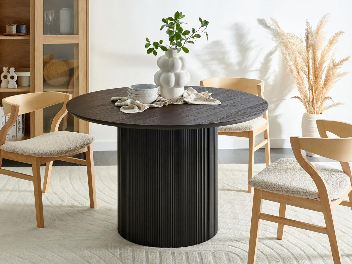 ESSTISCH Schwarz 120/120 cm Sheho - Schwarz, Holzwerkstoff (120/120/75cm) - Beliani