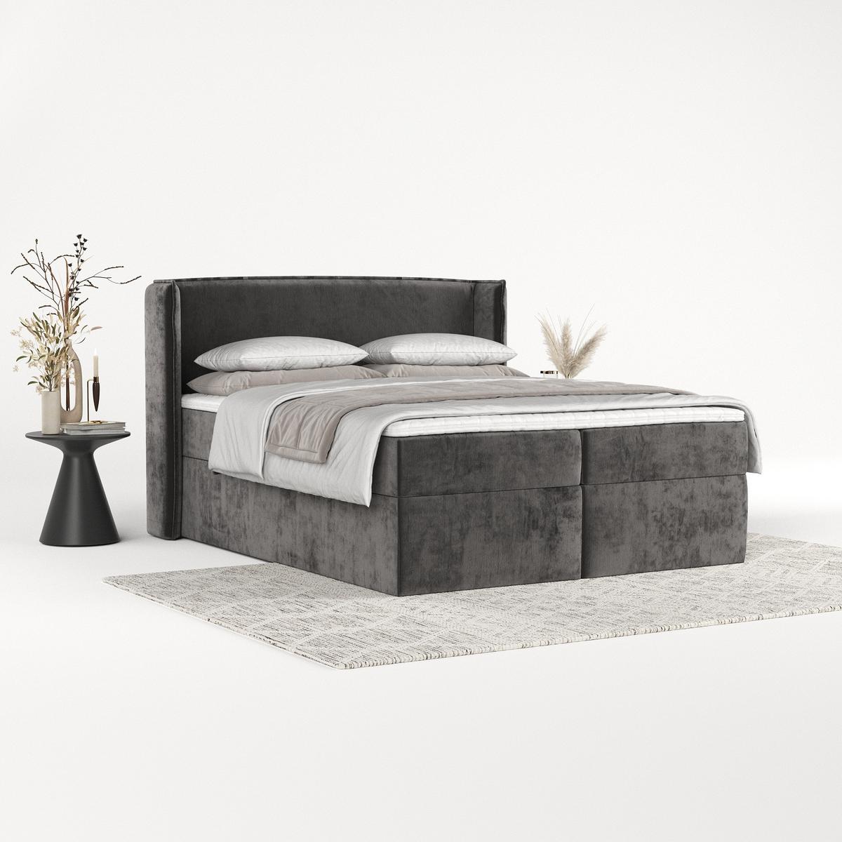 BOXBETT Viva 180/200 cm Anthrazit im Lotta Stoff - Anthrazit/Schwarz, Holz/Holzwerkstoff (180/200cm) - AltaBeds