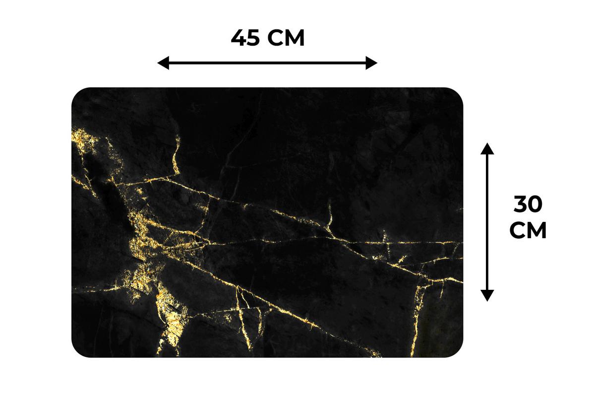 PLATZSETS 6er-Set Marmor - Schwarz - Gold - Luxus Platzdeckchen 45x30 cm - Goldfarben, Kunststoff (0.3/45/30cm) - MuchoWow