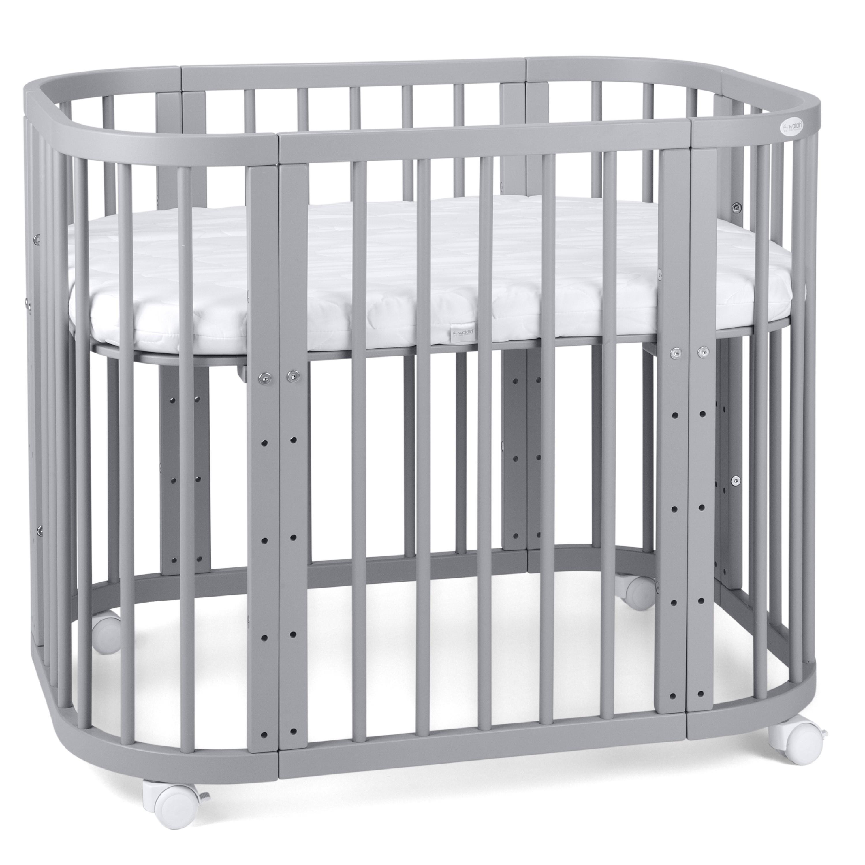 BABYBETT GREY, 5in1 mit Matratze - Grau, Holz (65.5/92cm) - waldin