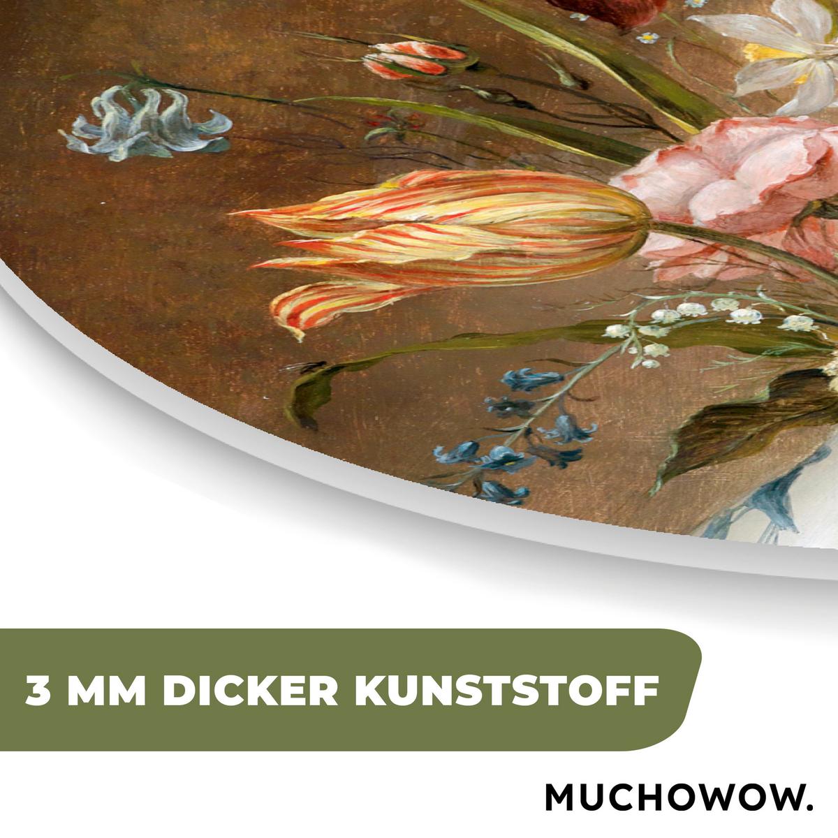 WANDBILD Stilleben mit Blumen - Balthasar van der Ast - Malerei Room Decor 90x90 cm - Sandfarben, Kunststoff (90/90cm) - MuchoWow