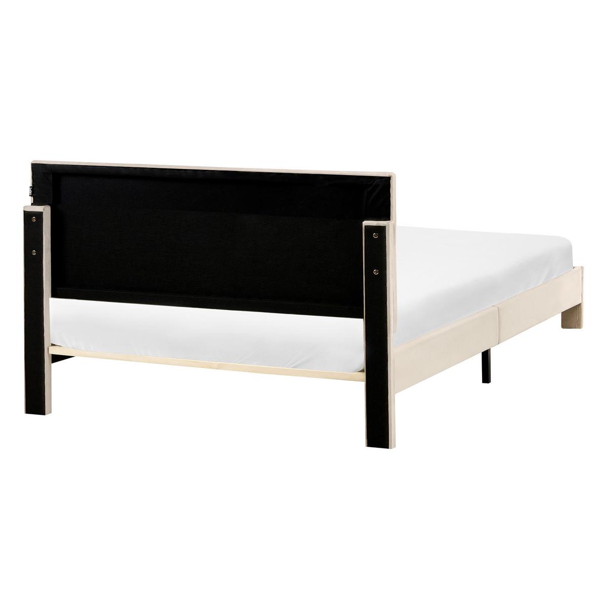 BETT mit Schubladen 140/200 cm Samtstoff Beige Lonzac - Beige, Textil (140/200cm) - Beliani
