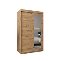 SCHWEBETÜRENSCHRANK 200/120/62 2-türig - Silberfarben/Eiche Artisan, Holz/Kunststoff (120/200/62cm) - MÖBEL KRYSPOL