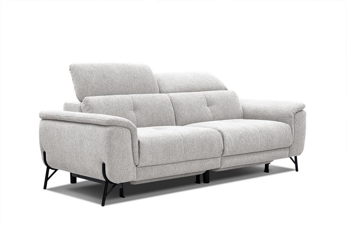 SOFA AVENA 3-Sitzer mit 2 Relaxfunktionen, hellgrau - Hellgrau, Holzwerkstoff/Textil (204/80/108cm) - Wozimo