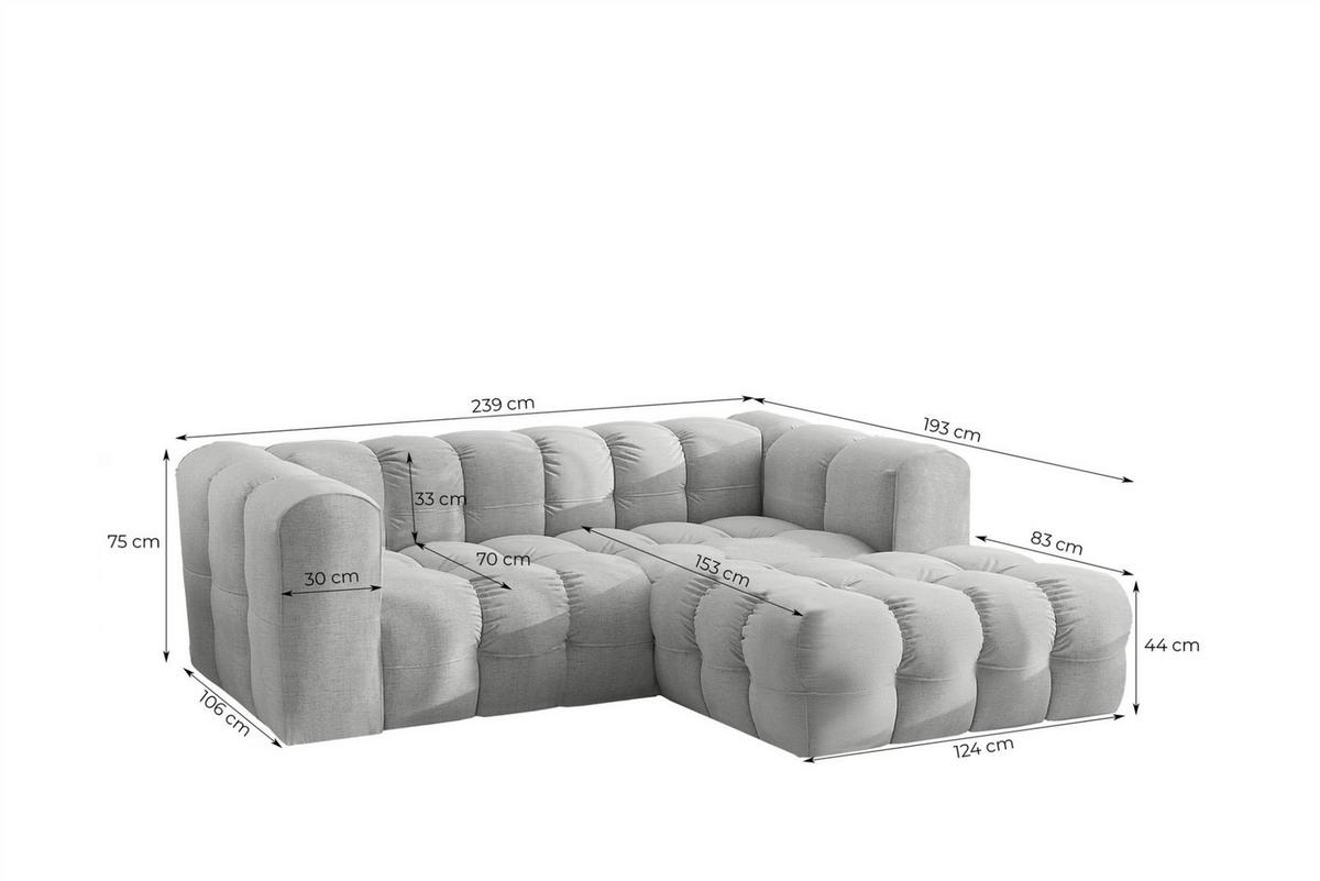 ECKSOFA Solvie Xs In Moly - Hellgrau, Holzwerkstoff/Textil (193/239cm) - Fun Möbel