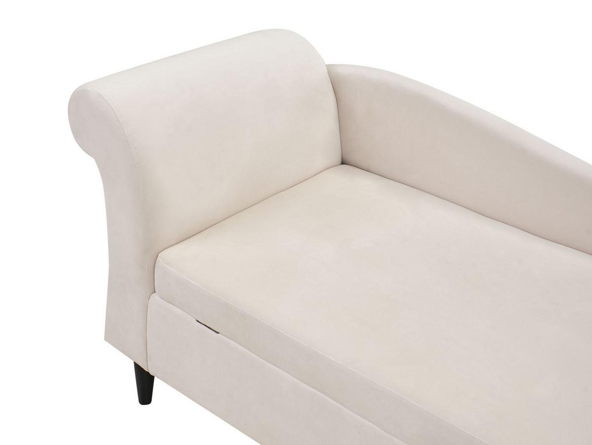CHAISELONGUE-LINKSSEITIGE Samtstoff Beige mit Stauraum Luiro - Beige/Schwarz, Textil (160/77/70cm) - Beliani