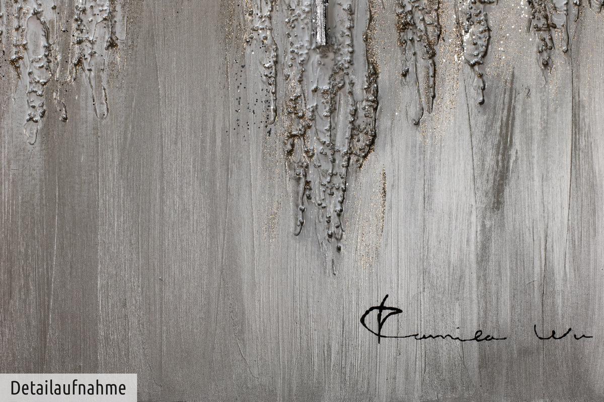 ACRYLBILD HANDGEMALT 90/60 cm - Silberfarben/Grau, Holz/Textil (90/60cm) - KUNSTLOFT
