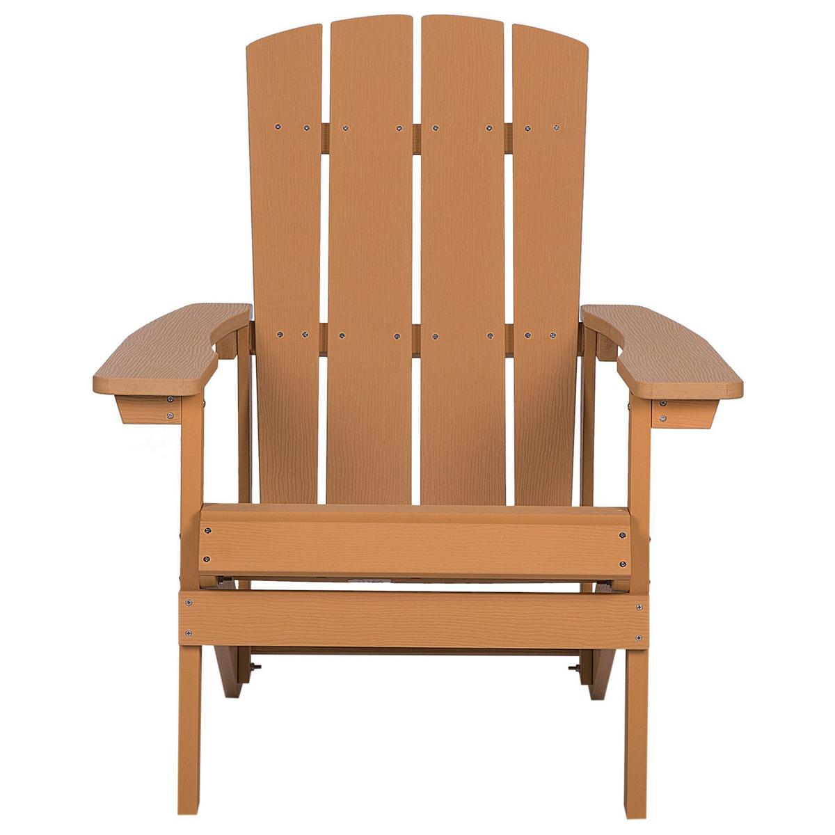 GARTENSTUHL mit Fußhocker Kunstholz hellbraun Adirondack - Hellbraun, Kunststoff (75/88/88cm) - Beliani