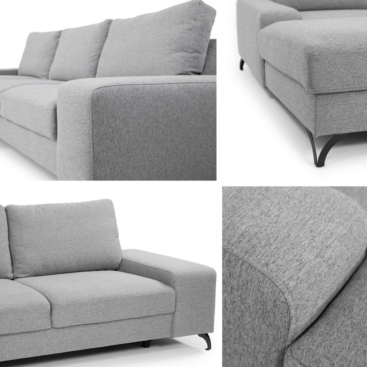 ECKSOFA Flavio, Seite: Rechts - L4+L2F+R1F - Beige/Schwarz, Holz/Textil (300/179cm) - MIRJAN24
