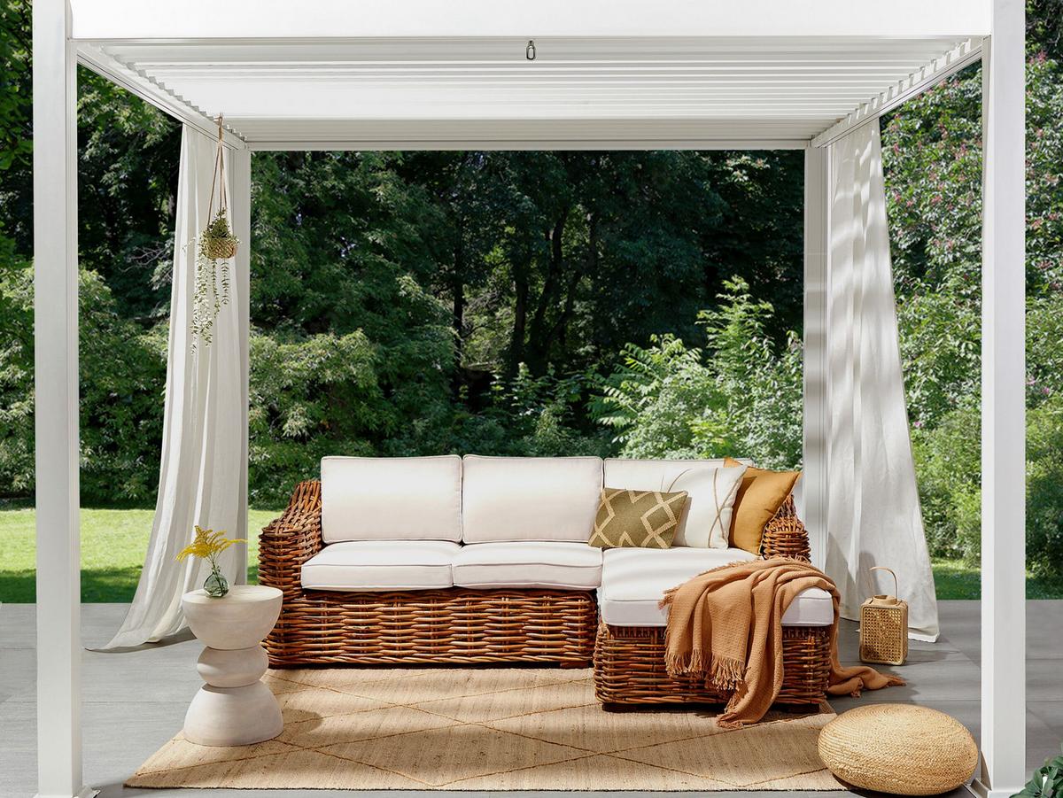 GARTEN-ECKSOFA 3-Sitzer Beige Briatico - Beige/Naturfarben, Naturmaterialien (230/85/150cm) - Beliani