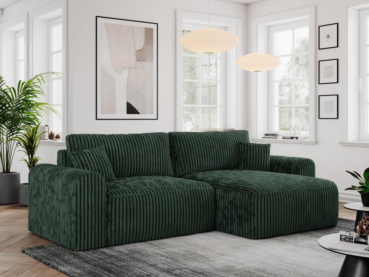 ECKSOFA NELSON Grün Cord - Schwarz/Grün, Kunststoff/Textil (274/152cm) - MKS