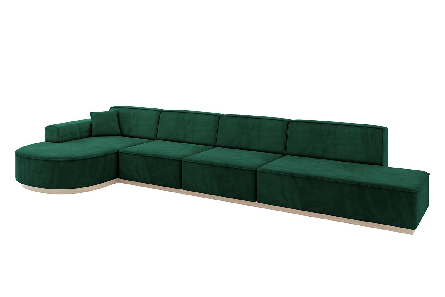 ECKSOFA Ottomane Links ARRIO-L3 - 413x171x83 cm Dunkelgrün - Grün, Holzwerkstoff/Textil (413/171cm) - ALTDECOR
