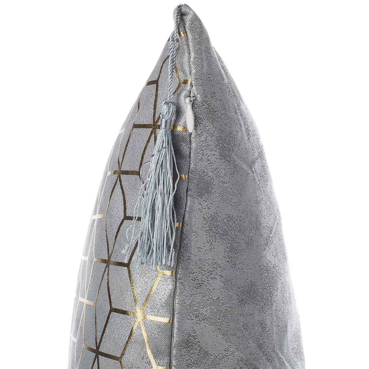 DEKOKISSEN 2er-Set Silber 45/45 cm Camellia - Silberfarben, Textil (45/45cm) - Beliani