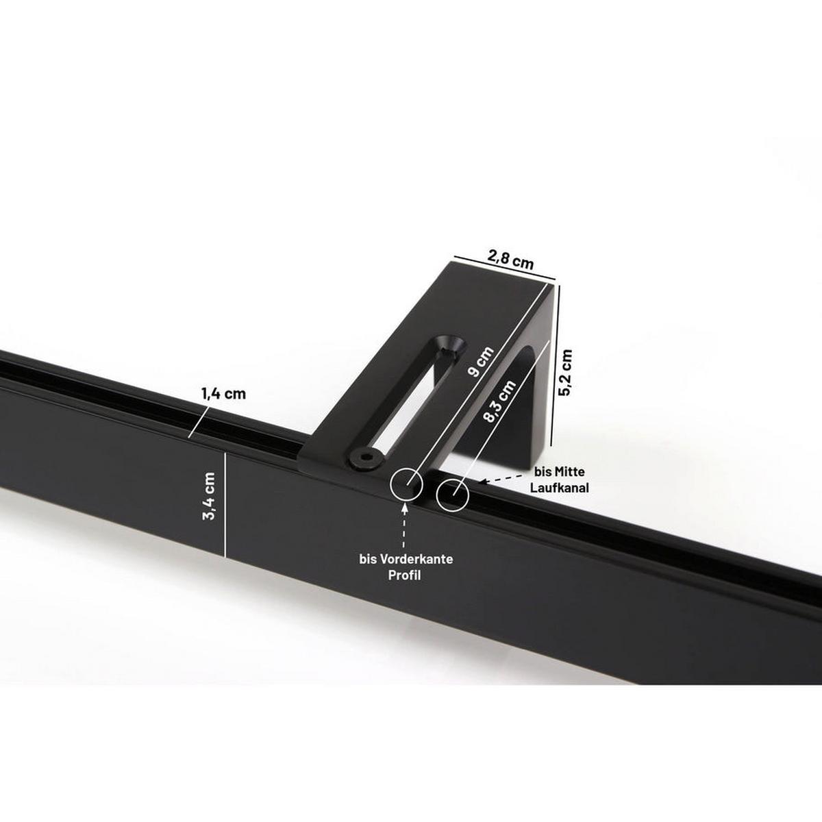 GARDINENSCHIENE 1-lauf Loft 320cm - Schwarz, Metall (320cm) - Deco-Raum