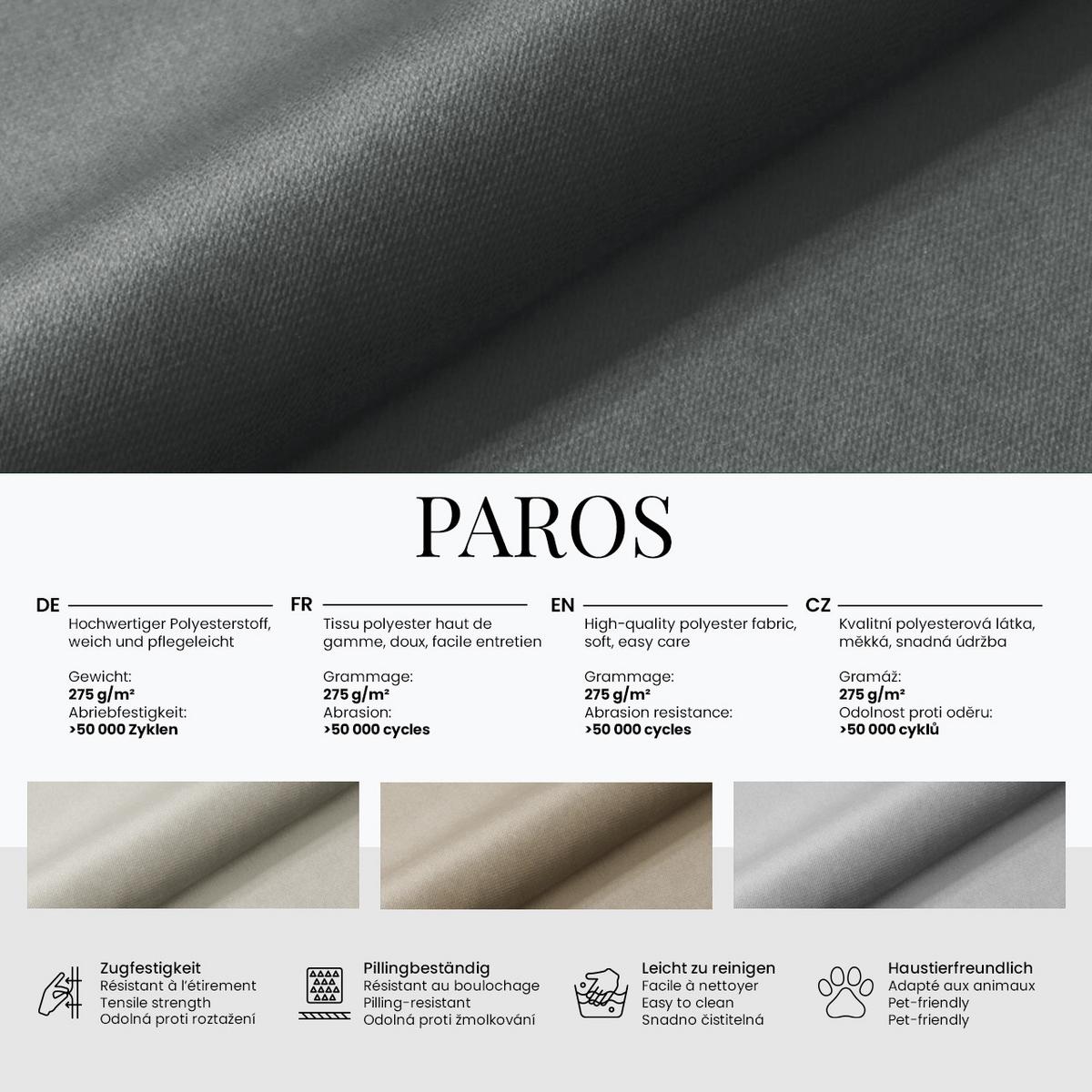 WOHNLANDSCHAFT PETER U Samt Creme - Creme/Schwarz, Textil/Metall (346/76/208cm) - MKS