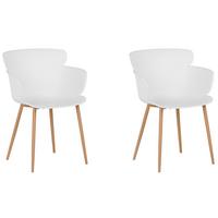 ESSZIMMERSTUHL 2er-Set Kunststoff Weiß Sumkley - Weiß, Kunststoff/Metall (61/82/54cm) - Beliani